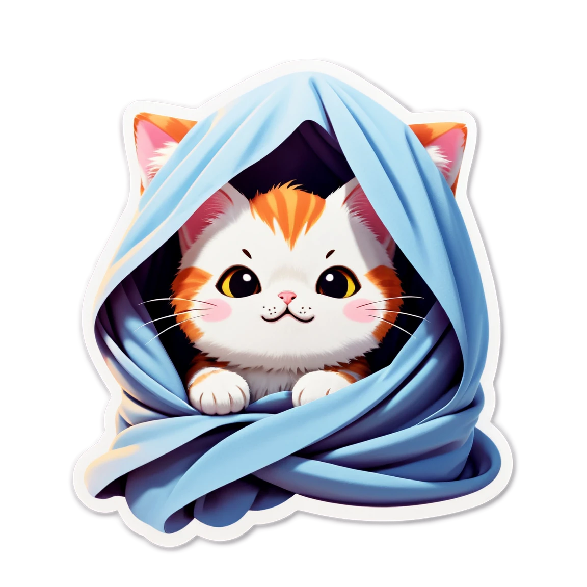 Orange cat, sitting cat sticker, cute cat sticker