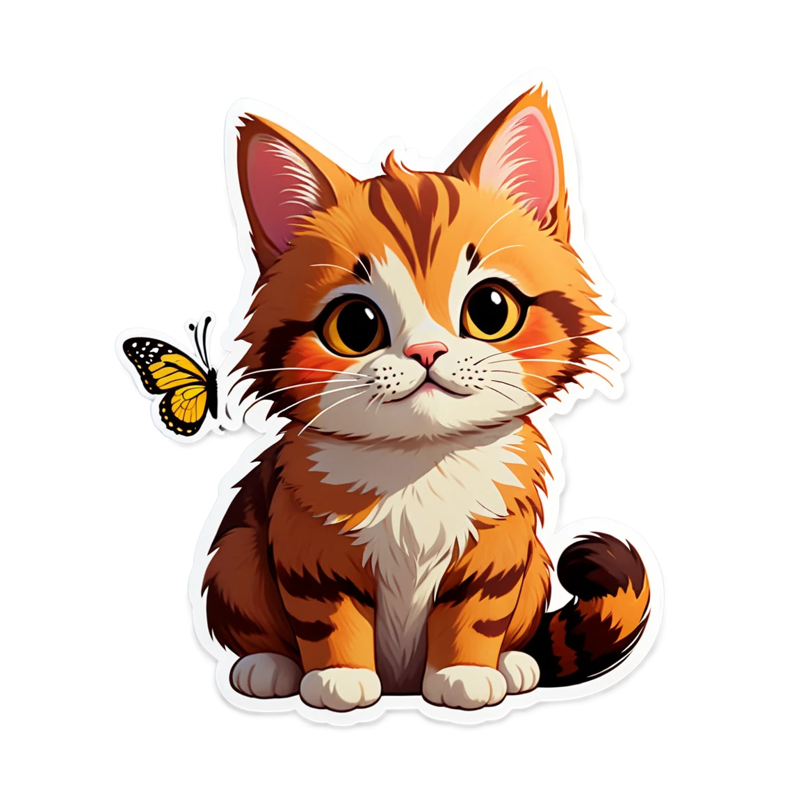 Orange cat, sitting cat sticker, cute cat sticker