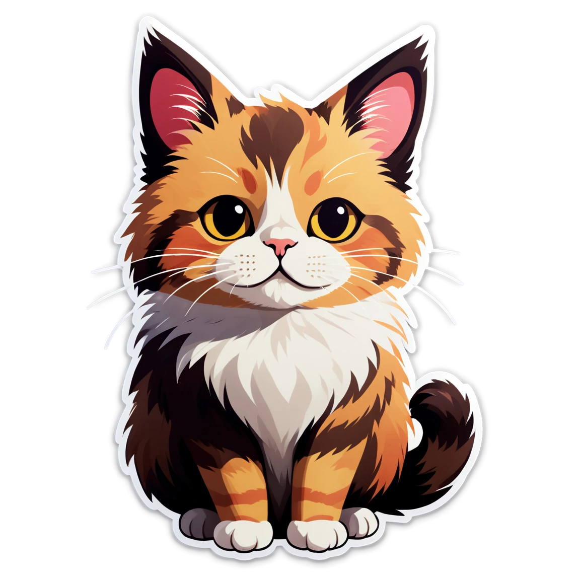 Orange cat, sitting cat sticker, cute cat sticker