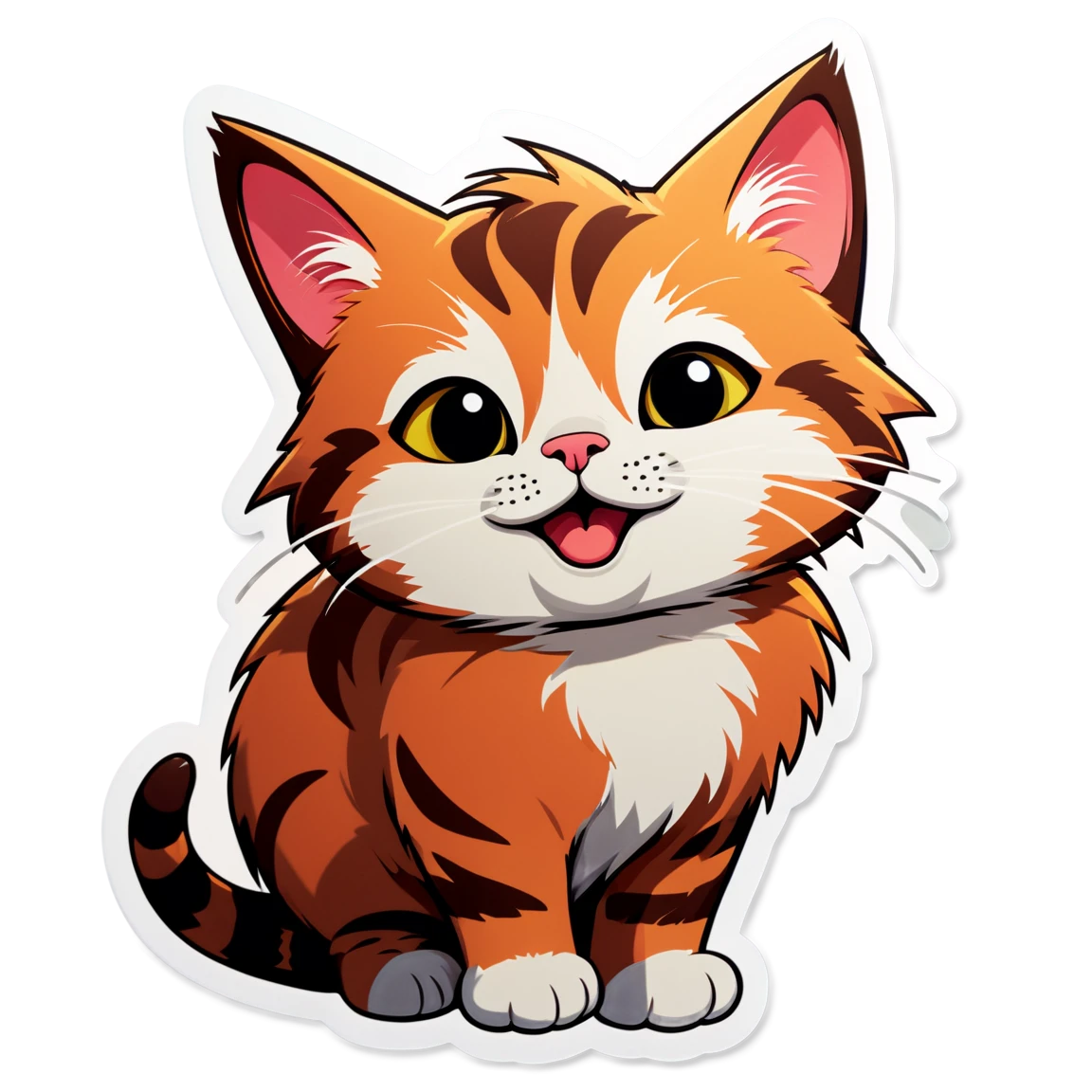 Orange cat, sitting cat sticker, cute cat sticker