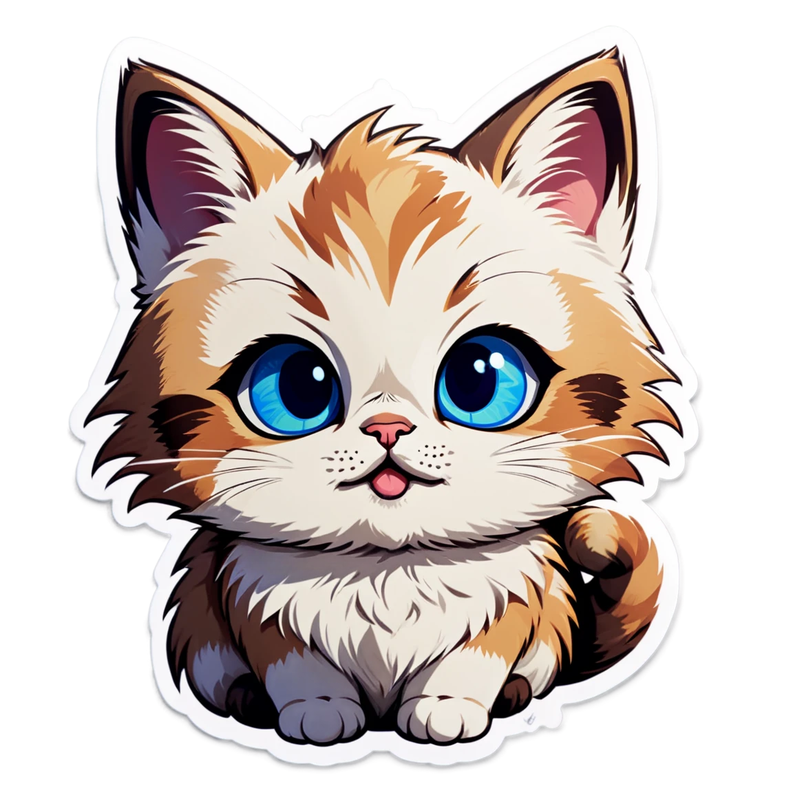 Orange, sitting cat sticker, cute cat sticker