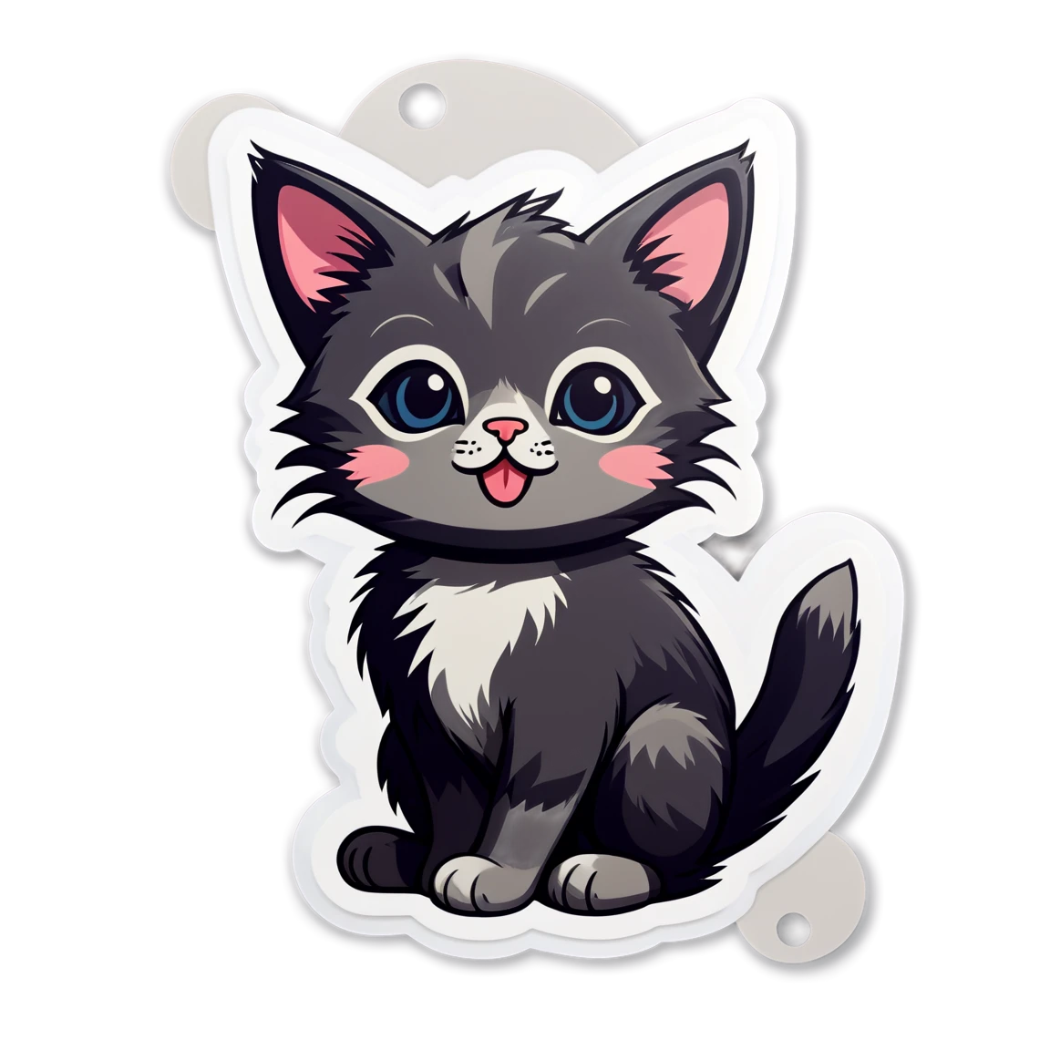 Black cat, sitting cat sticker, cute cat sticker