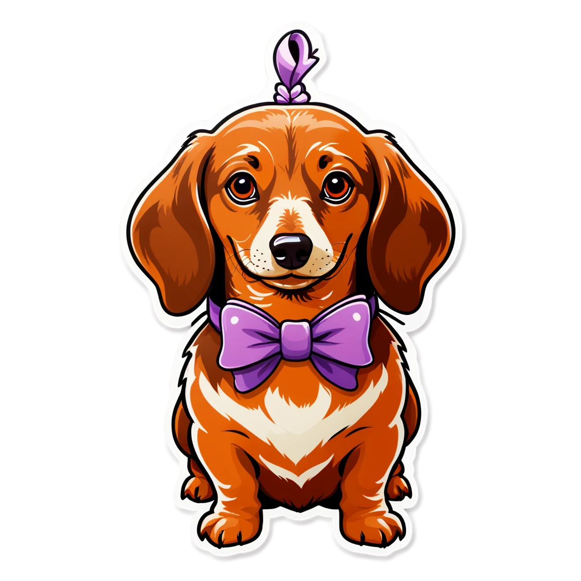 Dachshund wearing a bow , dog sticker, Dachshund sticker