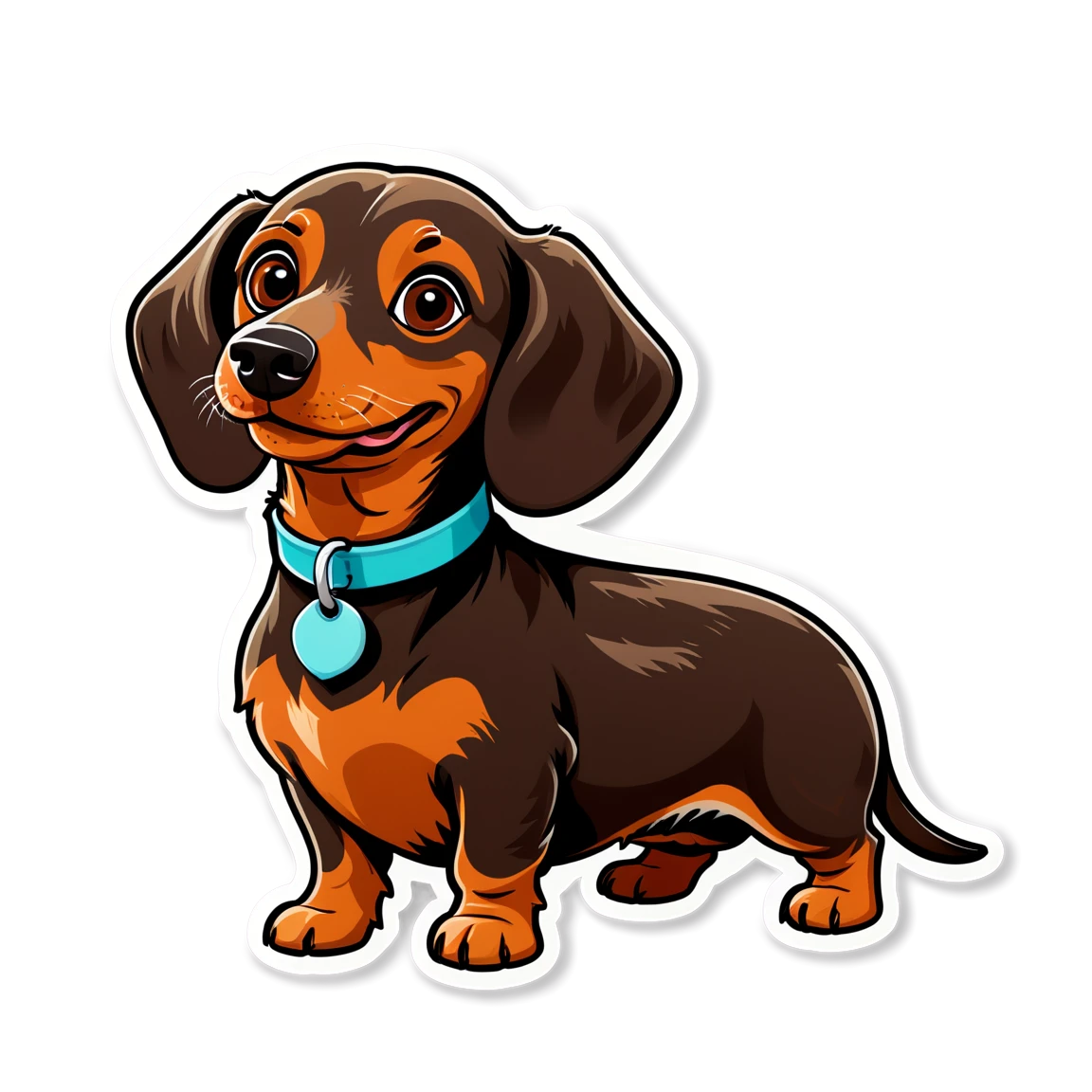 Dachshund with a collar, dog sticker, Dachshund sticker