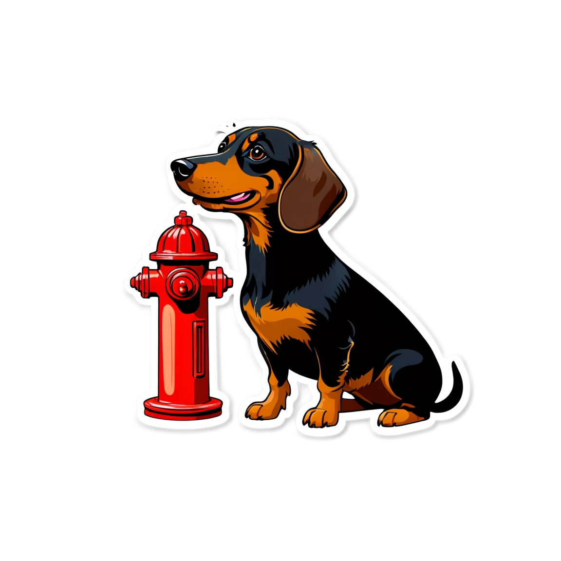 Dachshund next to a fire hydrant, dog sticker, Dachshund sticker