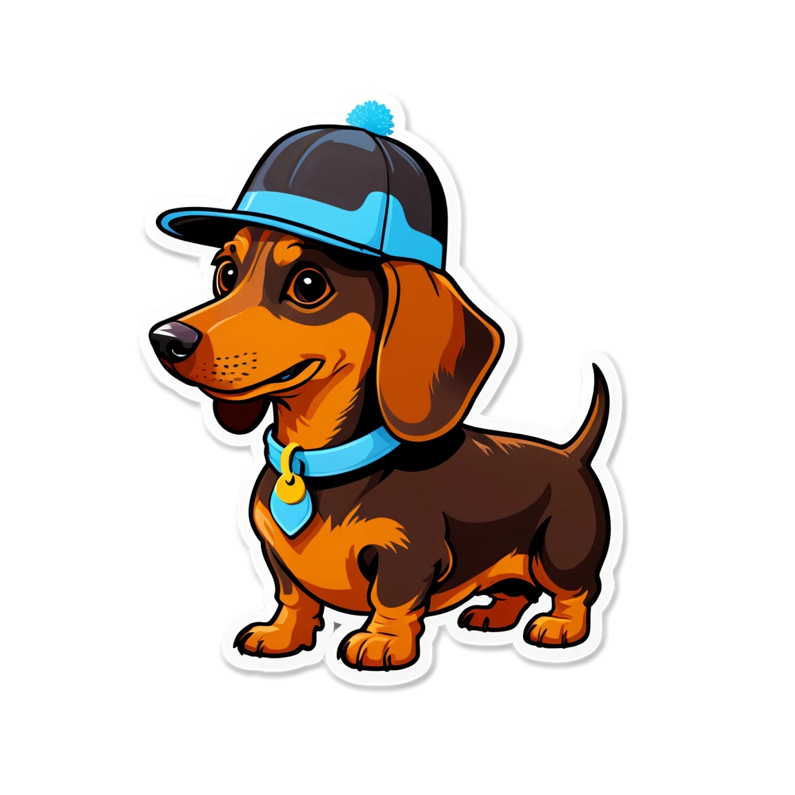 Dachshund wearing a hat, dog sticker, Dachshund sticker