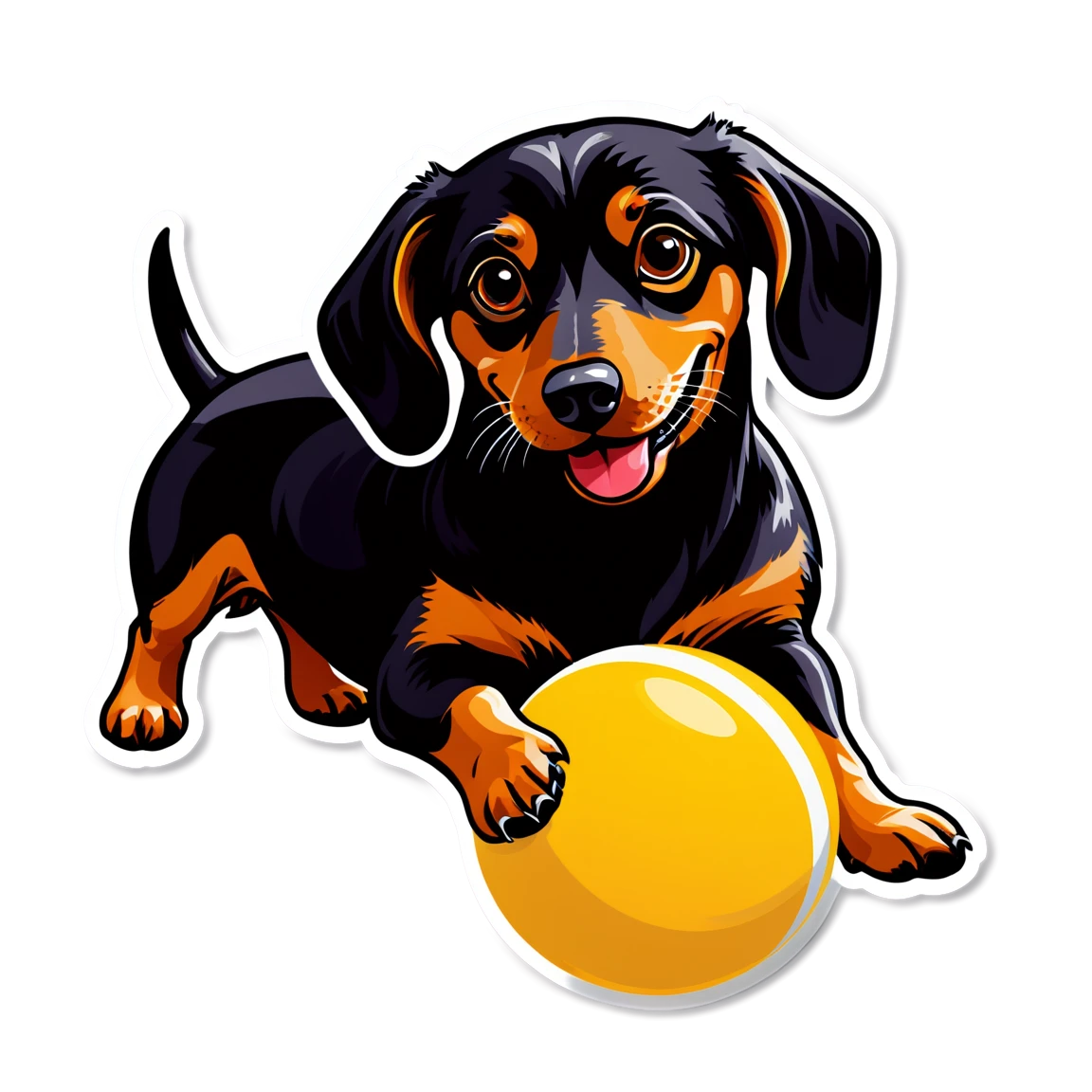 Dachshund playing with a ball, dog sticker, Dachshund sticker