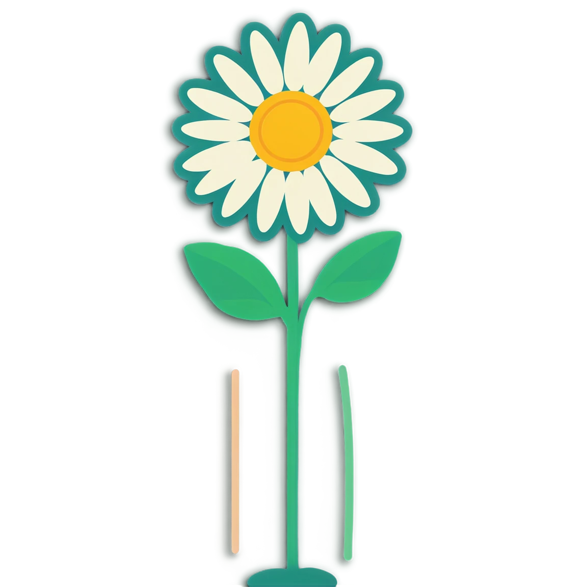 Daisy with green stem, daisy sticker, floral sticker