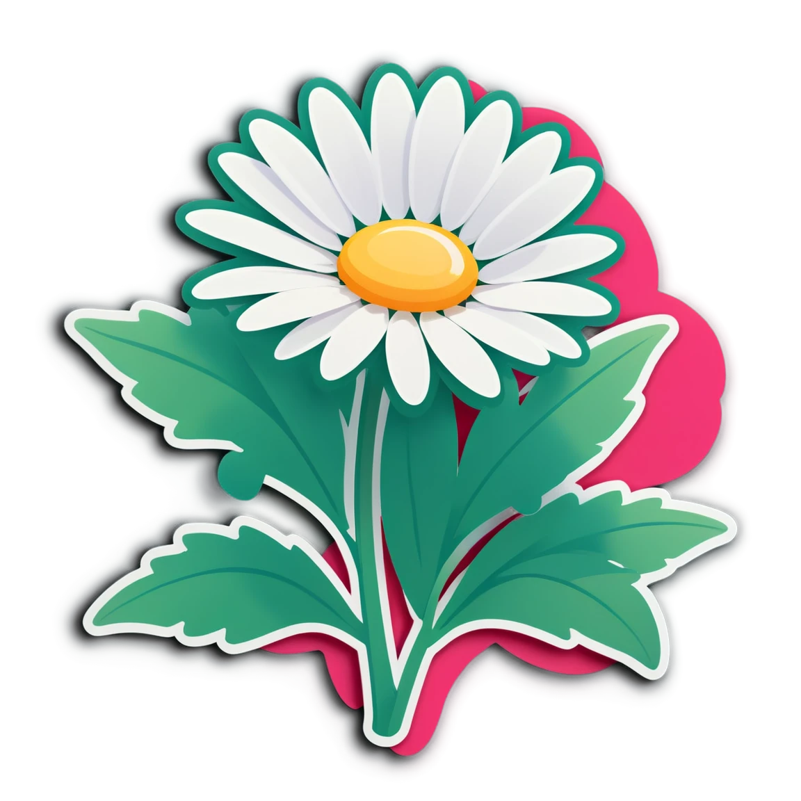 Daisy with fluttering petals, daisy sticker, floral sticker