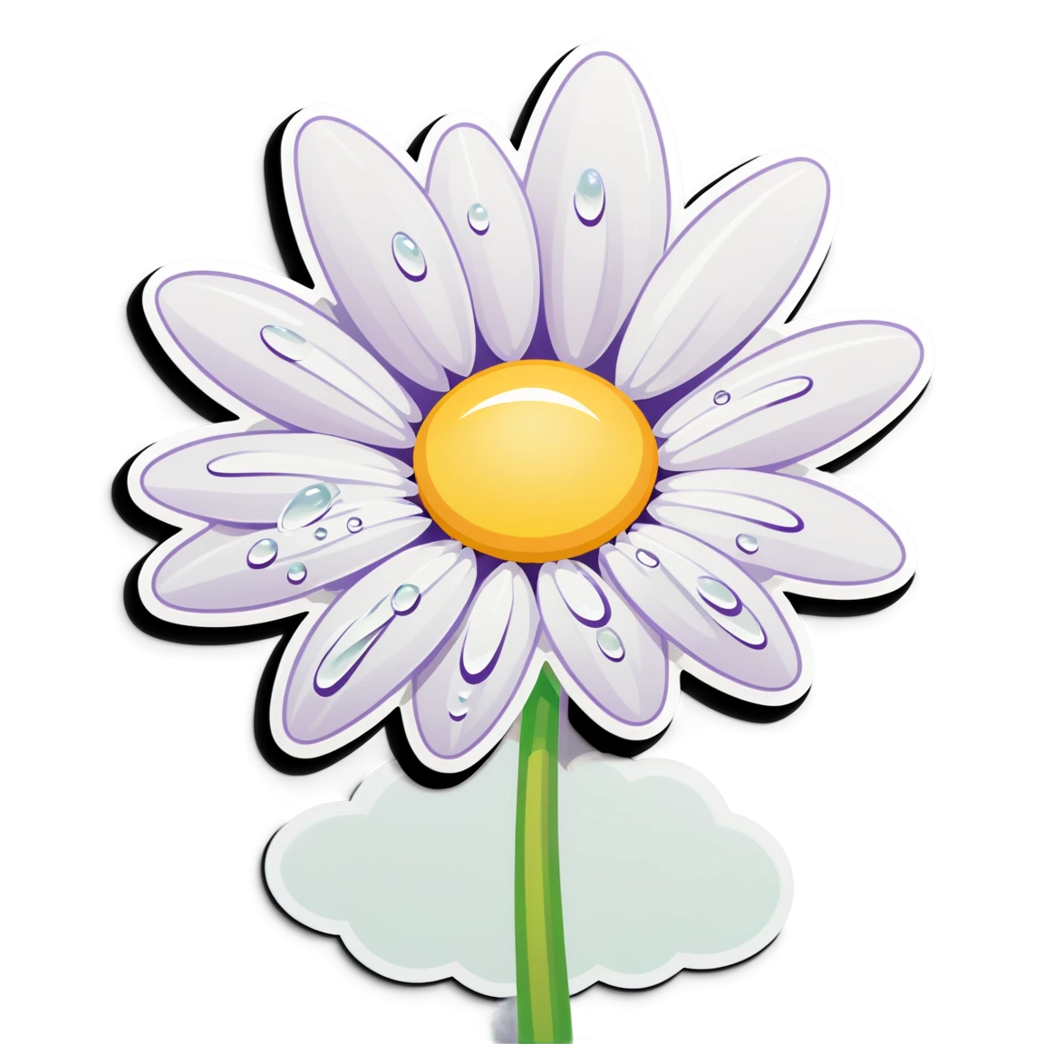 Daisy with dewdrops, daisy sticker, floral sticker