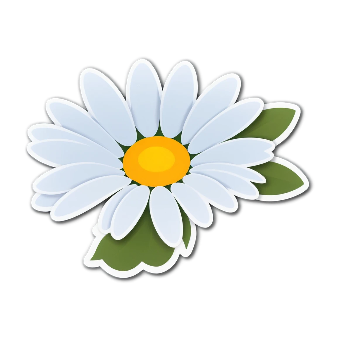 Daisy with a soft breeze, daisy sticker, floral sticker