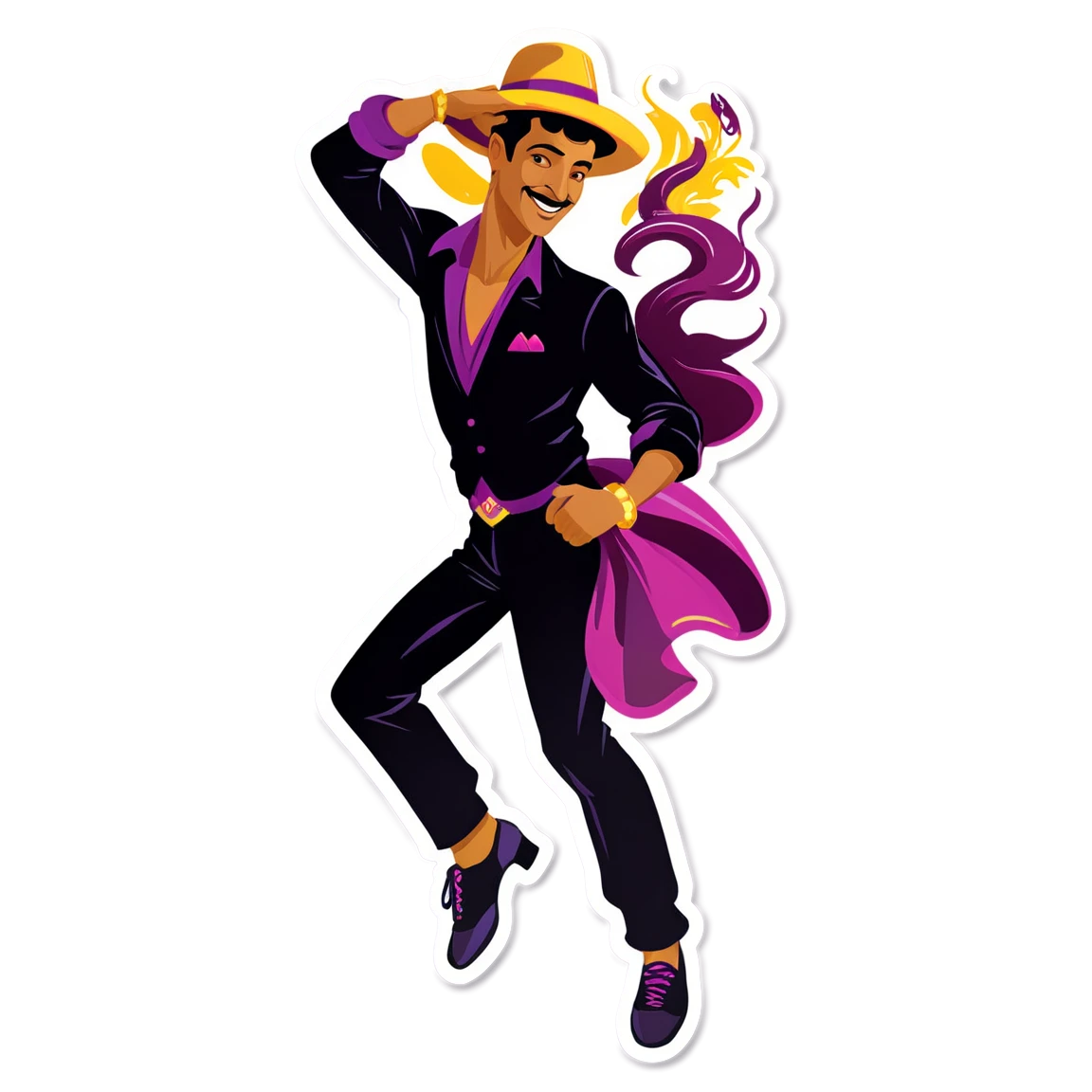 Salsa dancer with hat, dance sticker