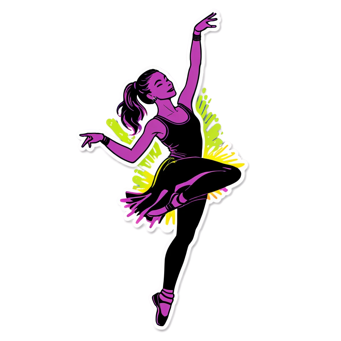 Dance sticker with neon lights, dance sticker