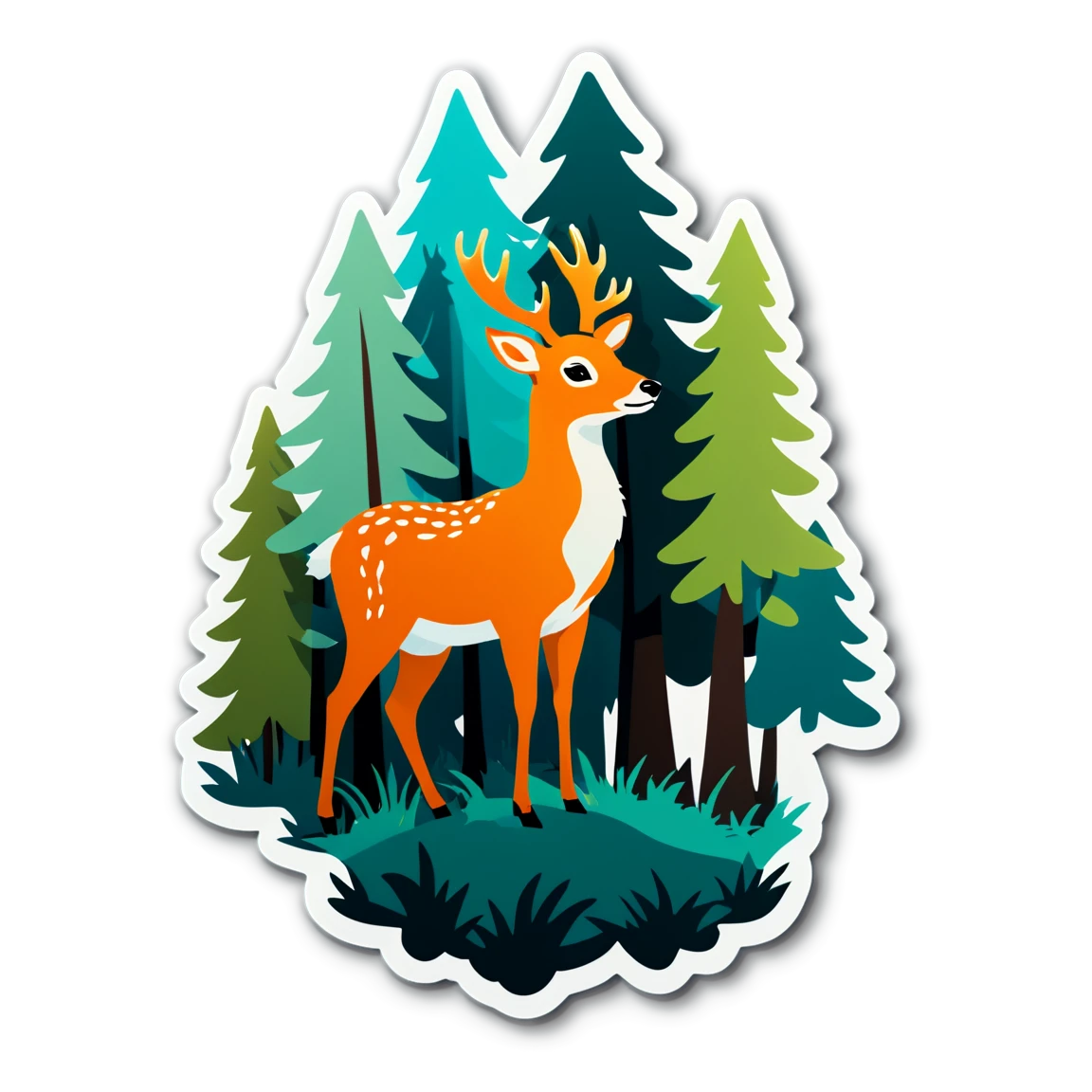 Deer in the forest, deer sticker