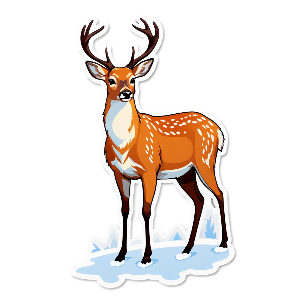 Deer in the snow, deer sticker