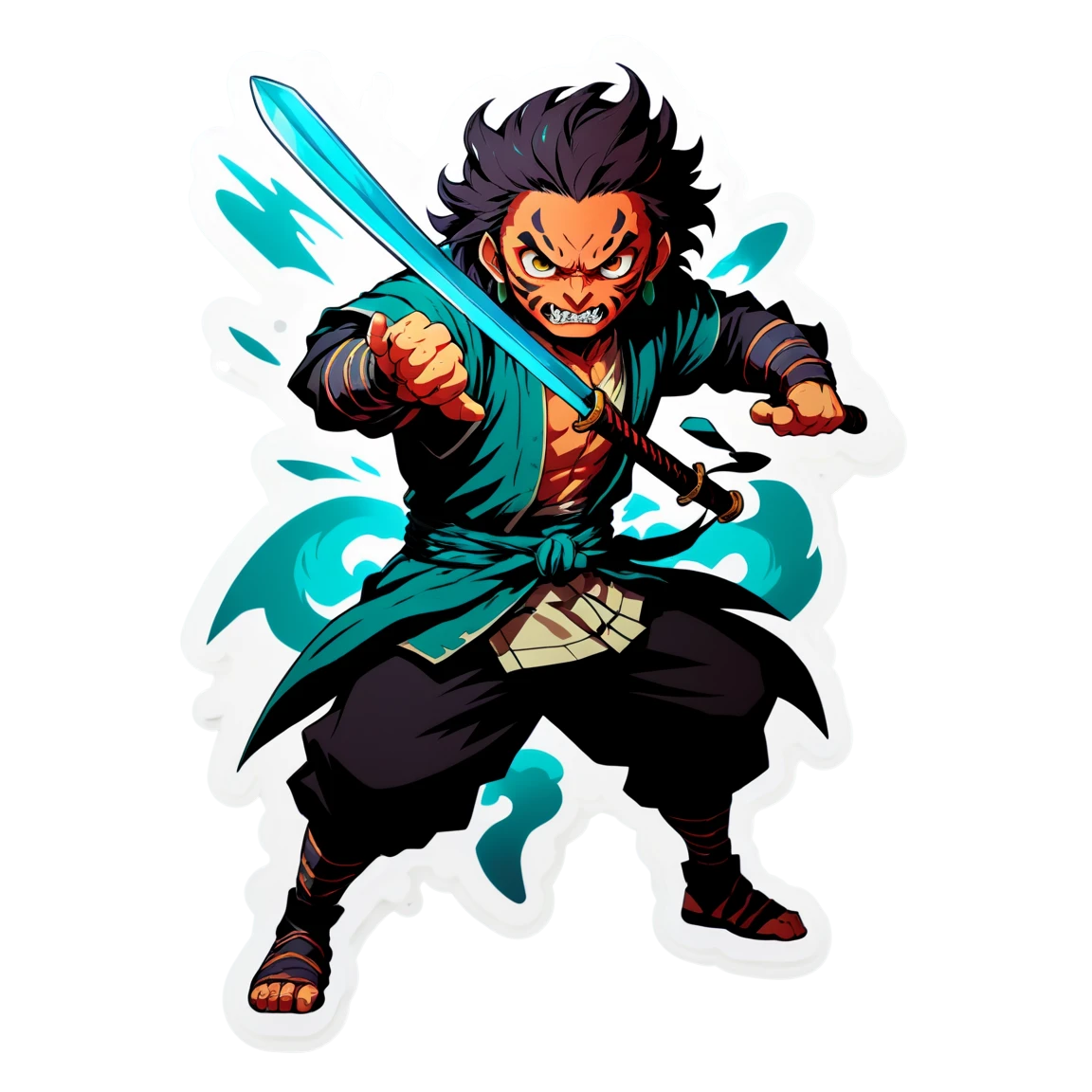 Demon Slayer sticker in battle stance