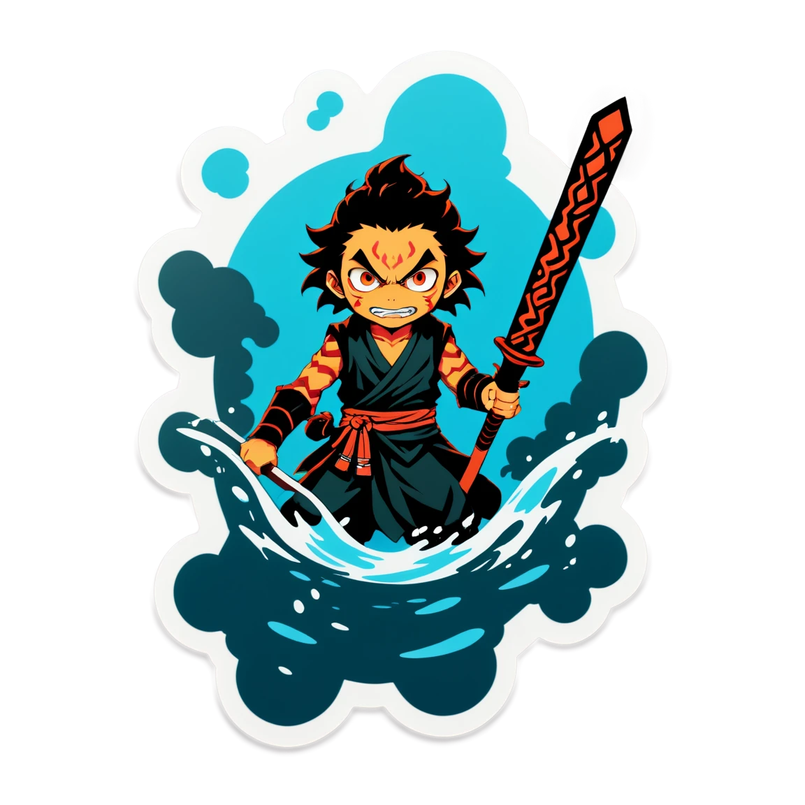 Demon Slayer sticker with water effects