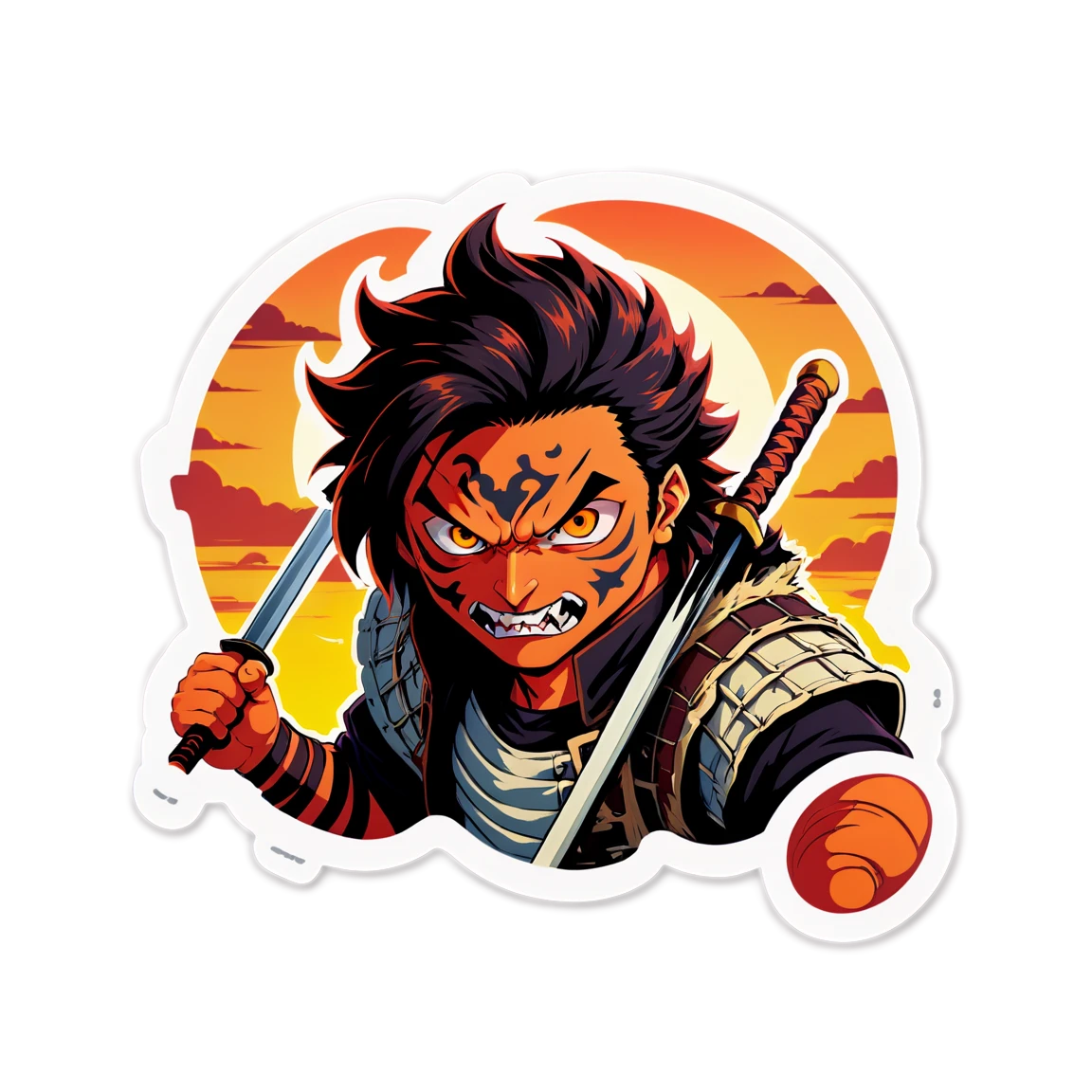 Demon Slayer sticker during sunset