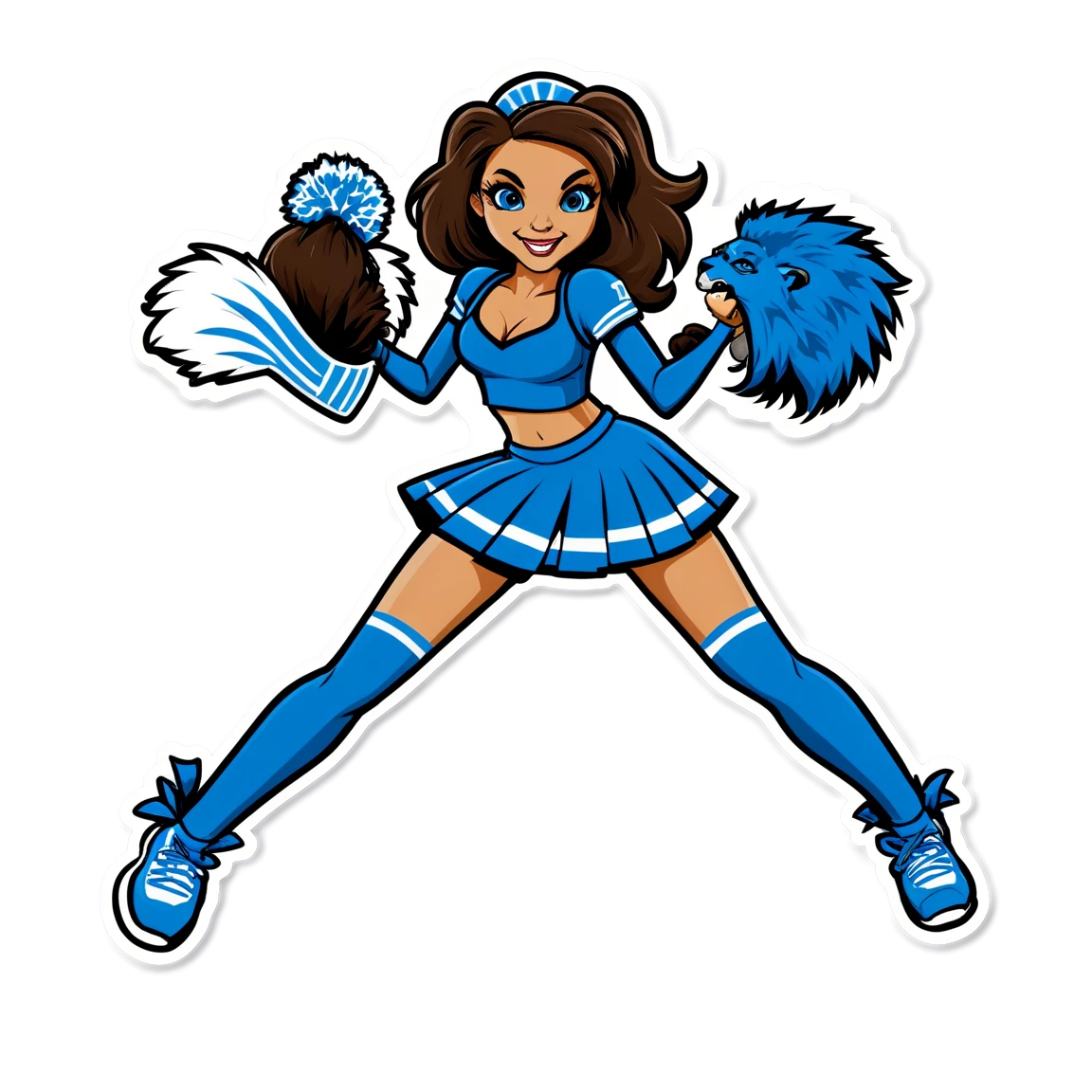 Detroit Lions with a cheerleader, Detroit Lions sticker