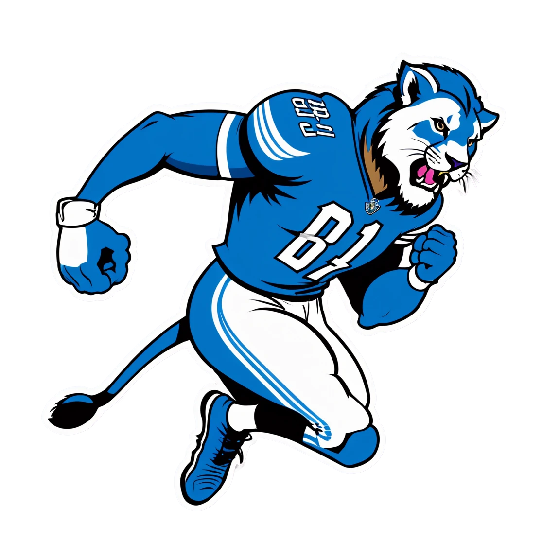 Detroit Lions in an action pose, Detroit Lions sticker