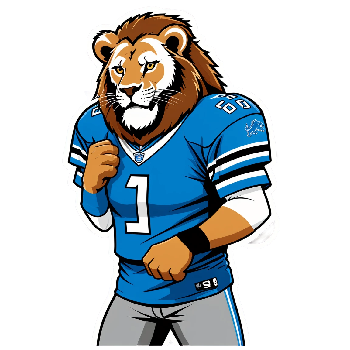 Detroit Lions wearing a jersey, Detroit Lions sticker