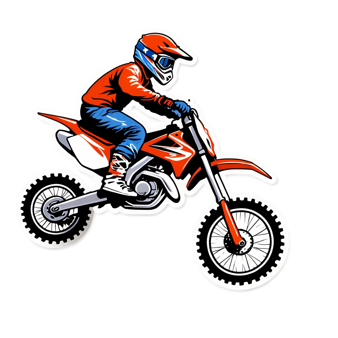 Dirt bike with goggles, dirt bike sticker