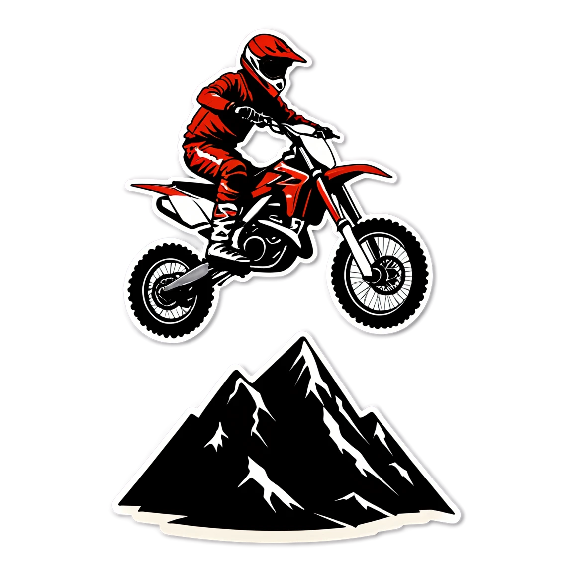 Dirt bike on a mountain, dirt bike sticker