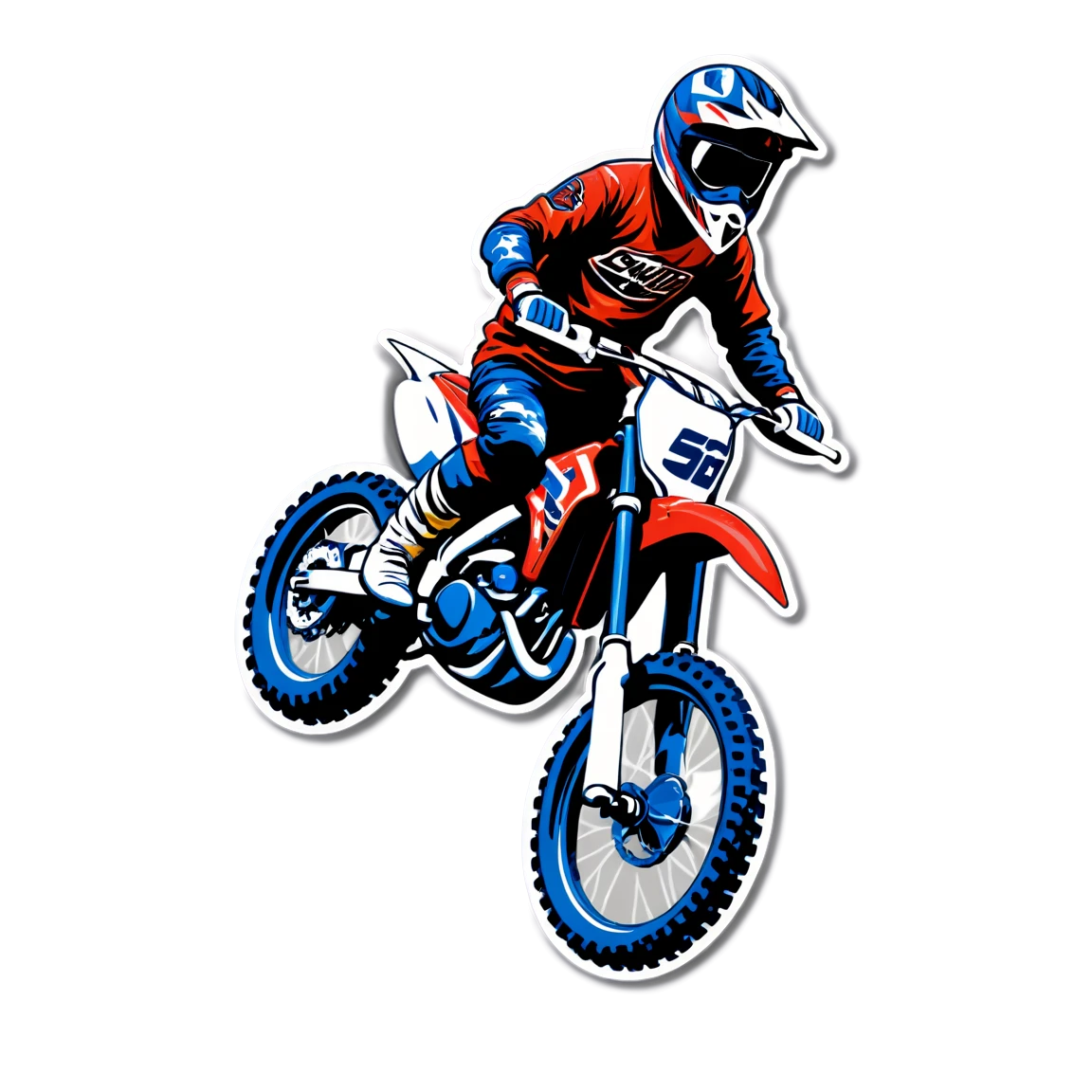 Dirt bike performing a wheelie, dirt bike sticker