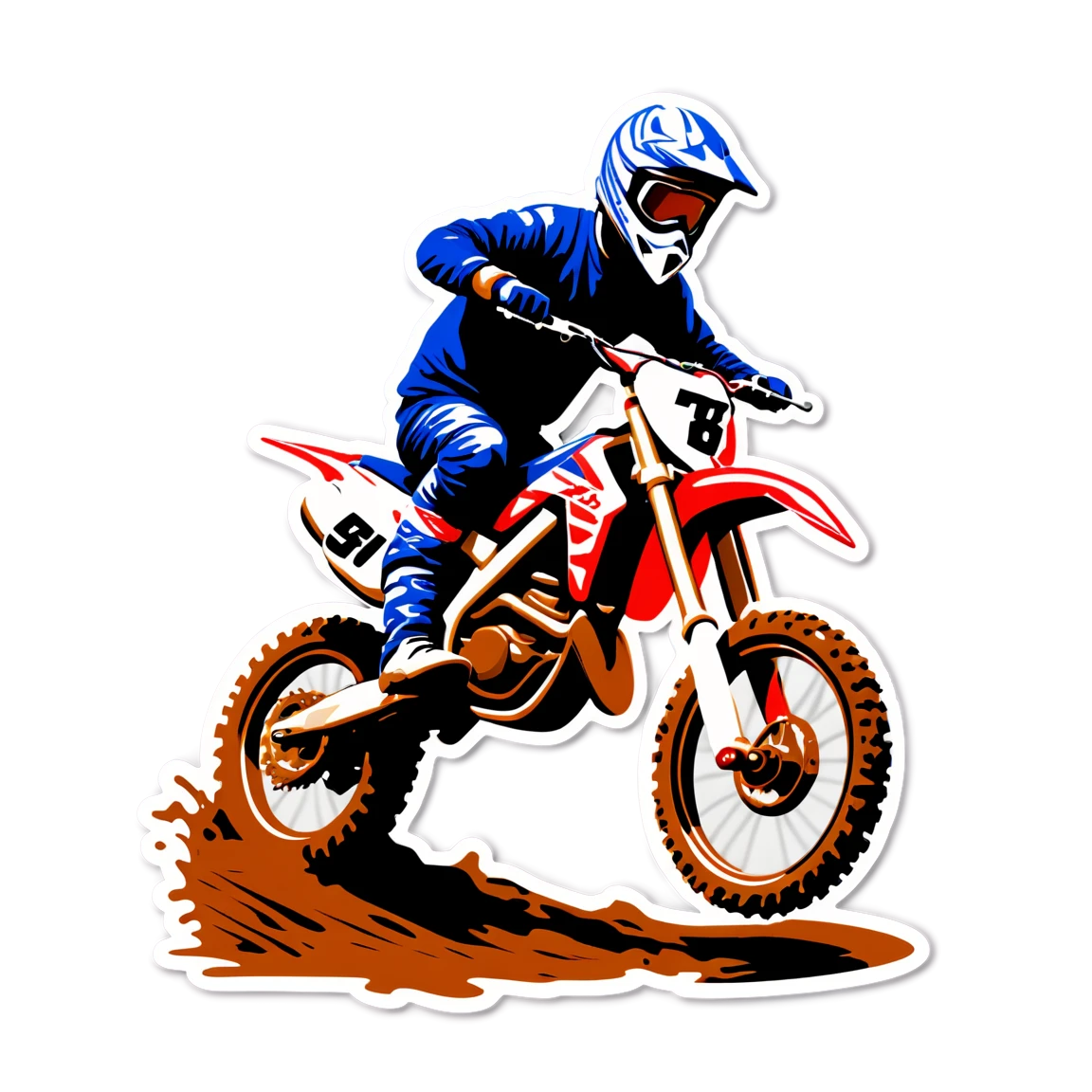 Dirt bike in the mud, dirt bike sticker