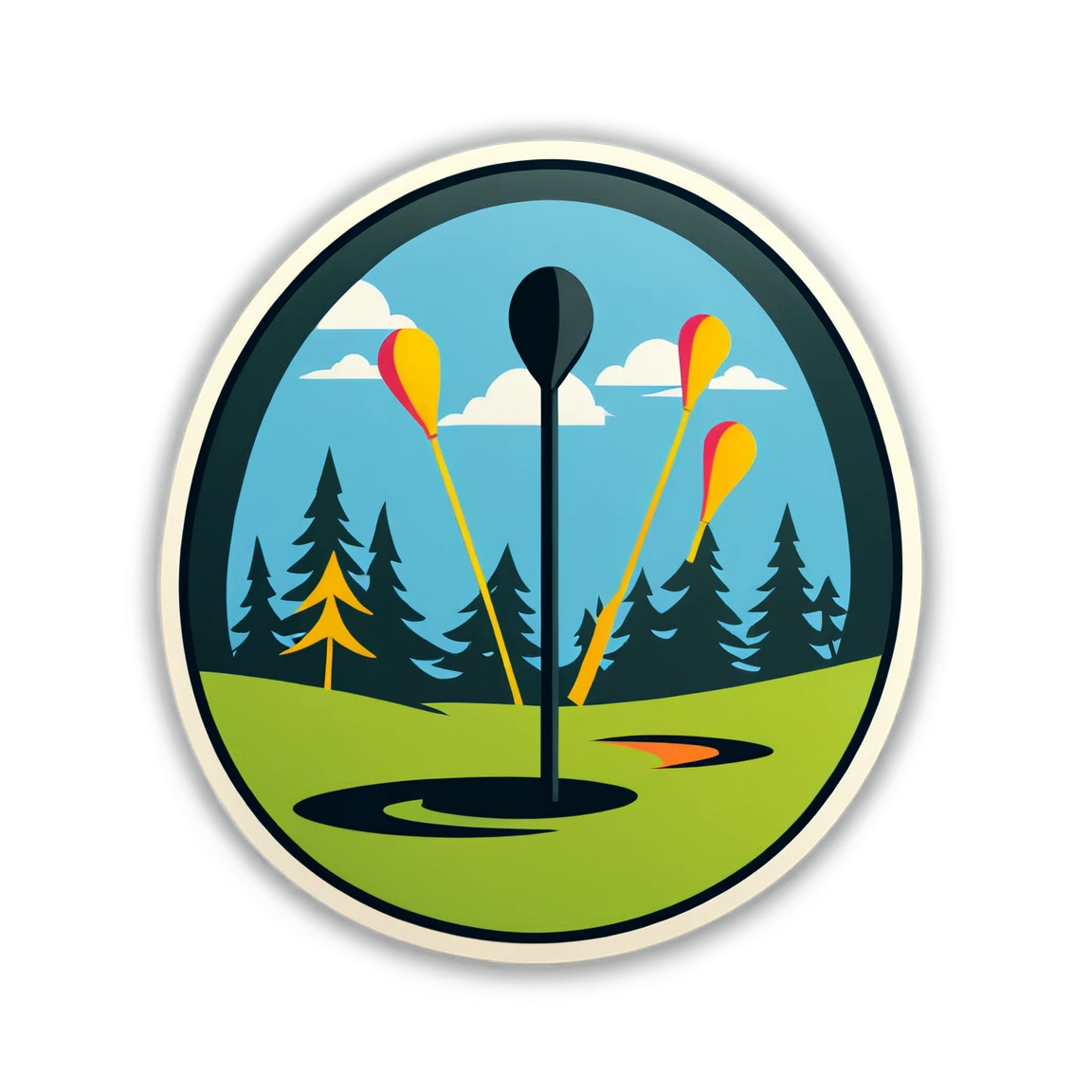 Disc golf sticker with disc