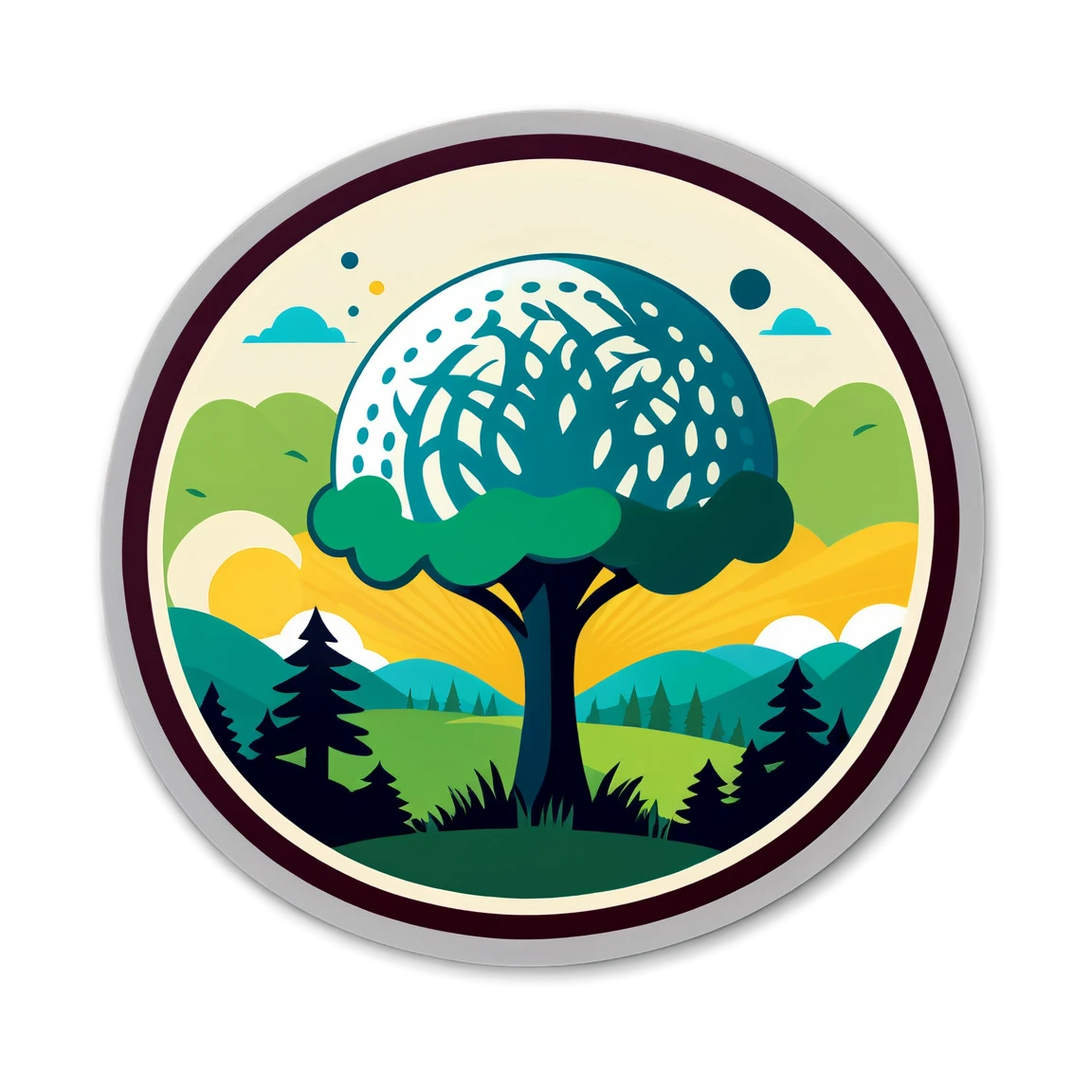 Disc golf sticker in nature