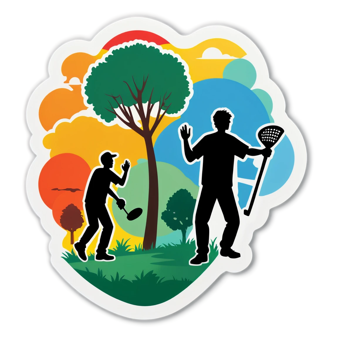 Disc golf sticker with friends