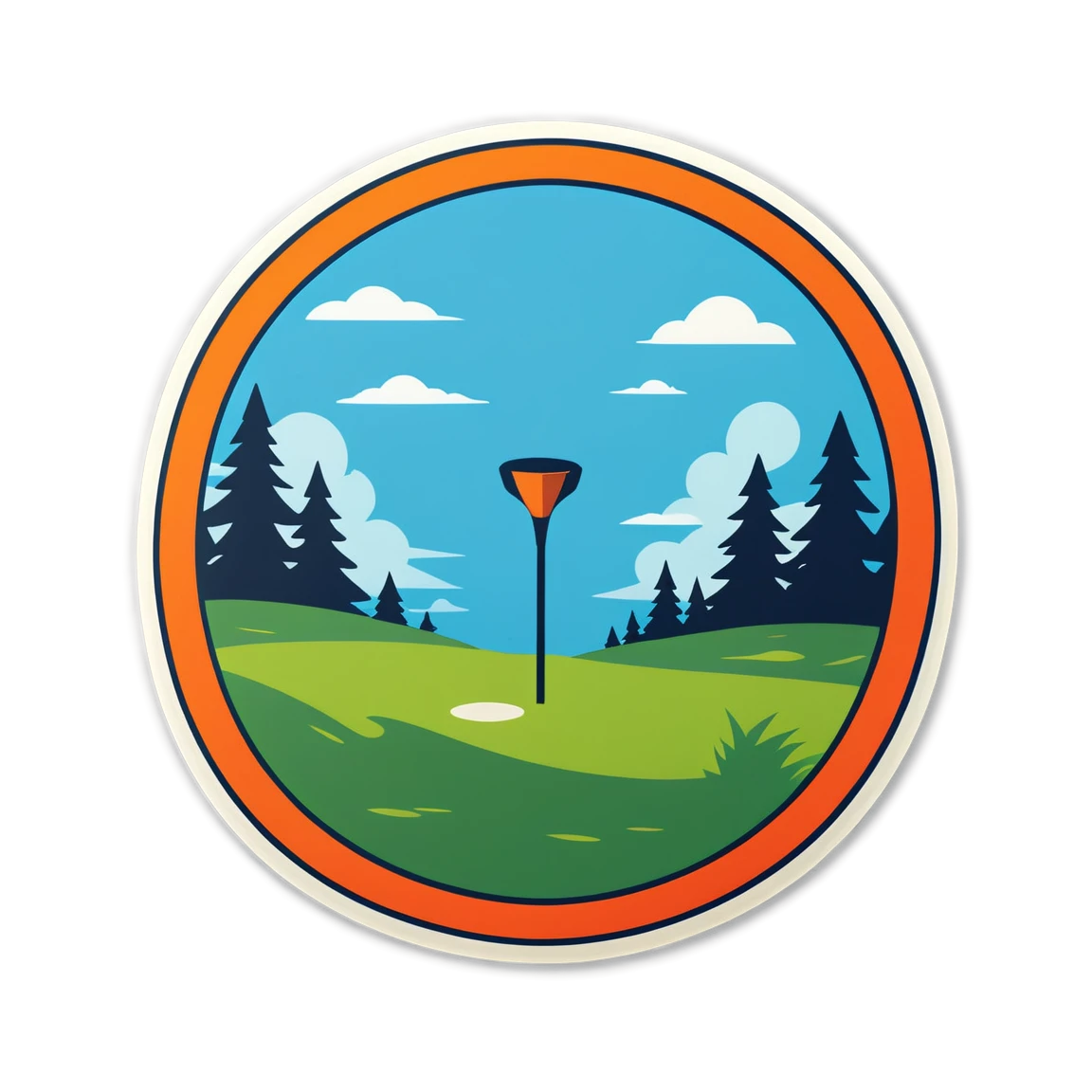 Disc golf sticker on a course