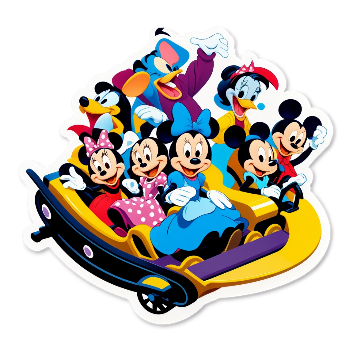 Disney characters on a rollercoaster