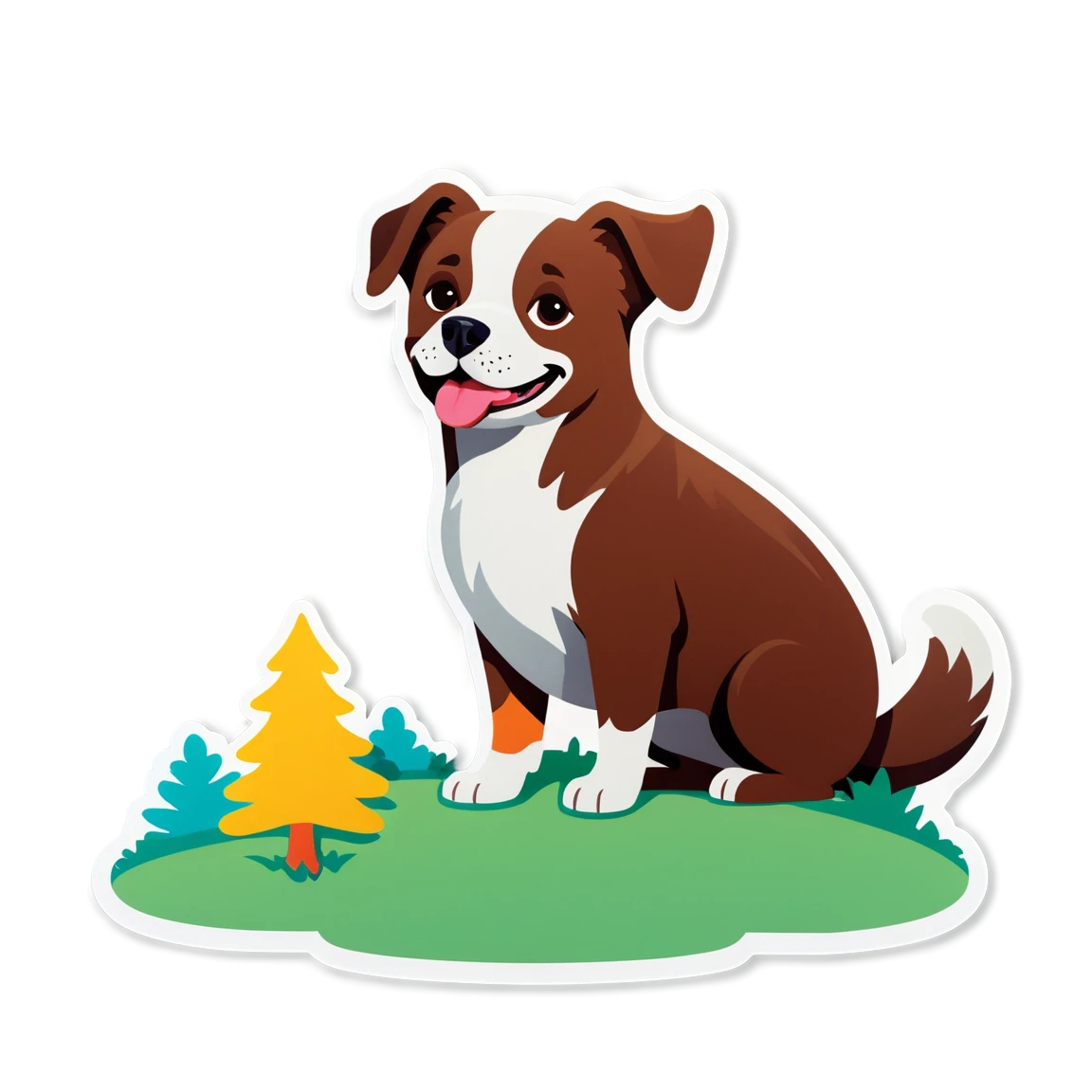 Dog playing in a park, playful dog sticker, dog sticker