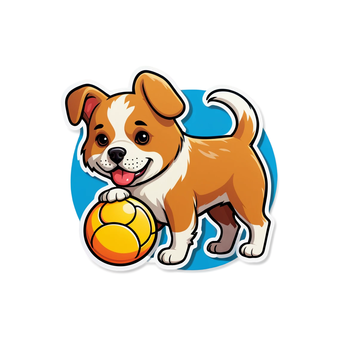 Puppy dog with ball sticker, dog sticker