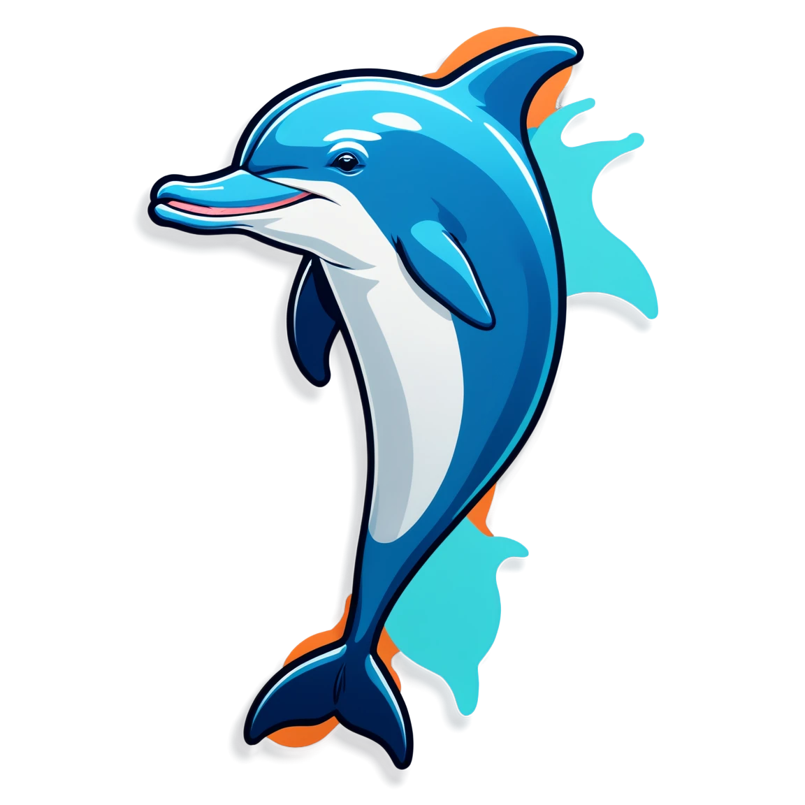 Dolphin showing tricks, dolphin sticker