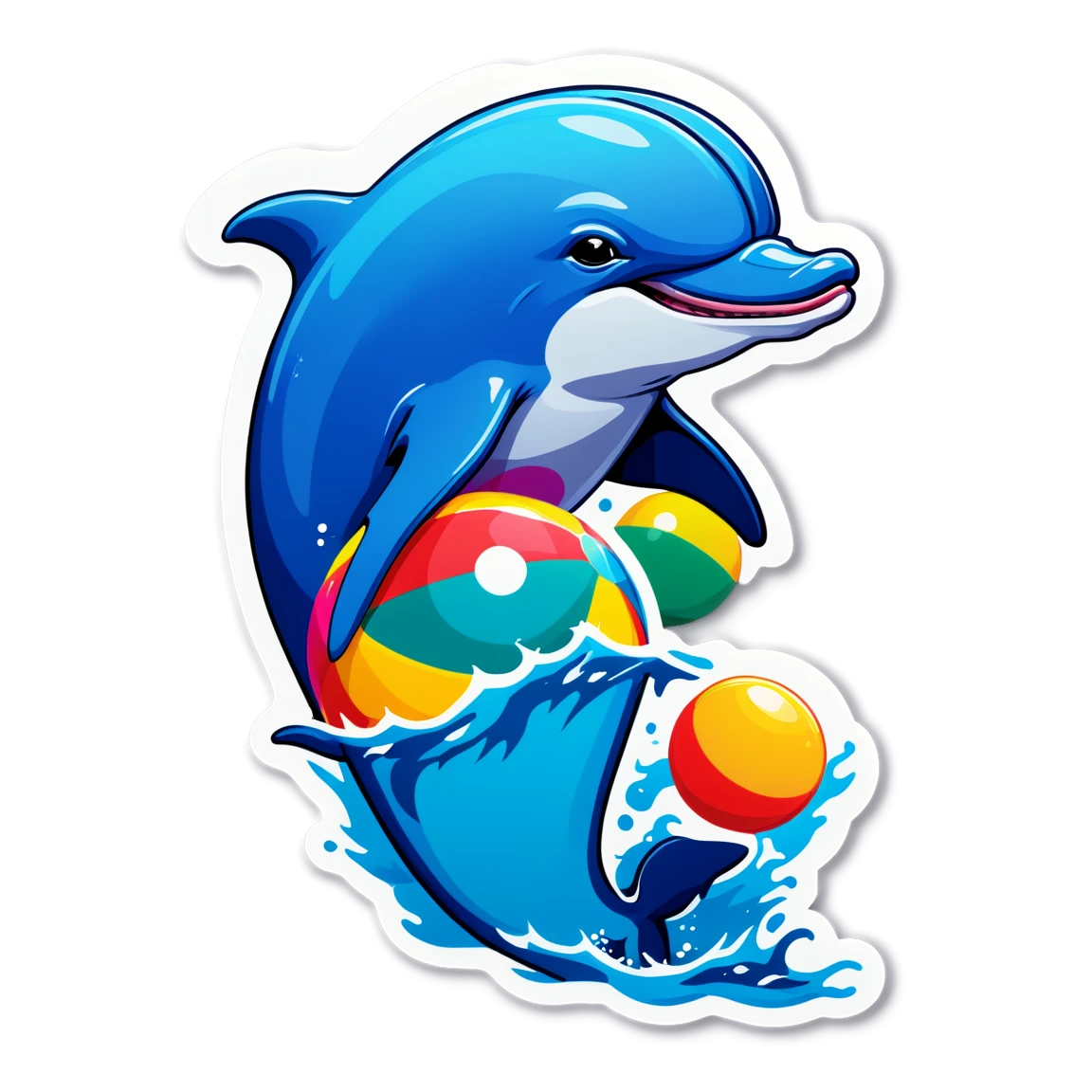 Dolphin with beach ball, dolphin sticker