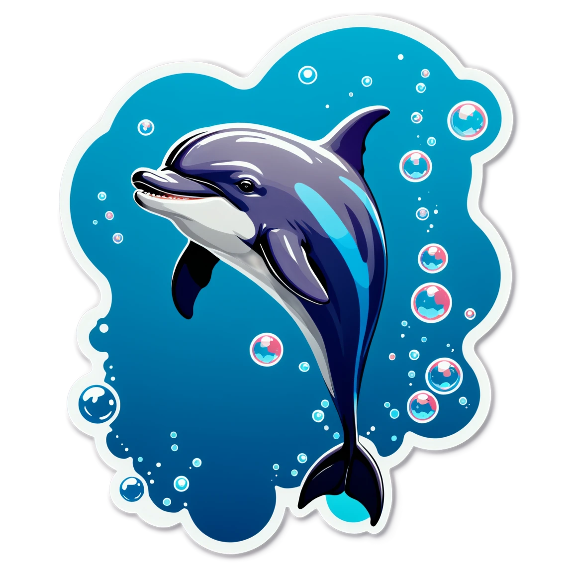 Dolphin with bubbles, dolphin sticker