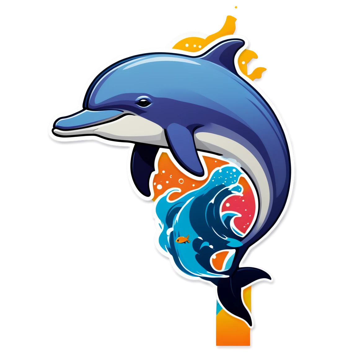 Dolphin with fish, dolphin sticker