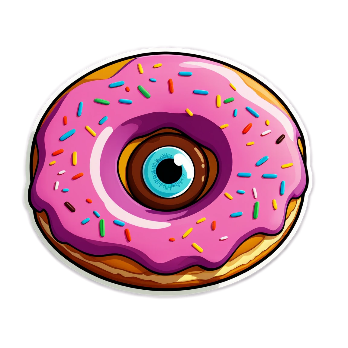 Donut sticker, donut with eyes