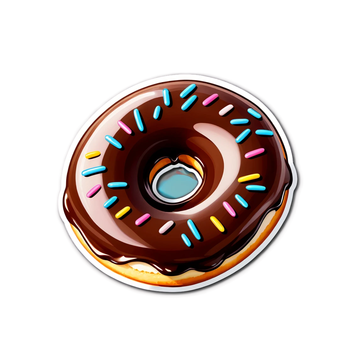 Donut sticker, chocolate glazed