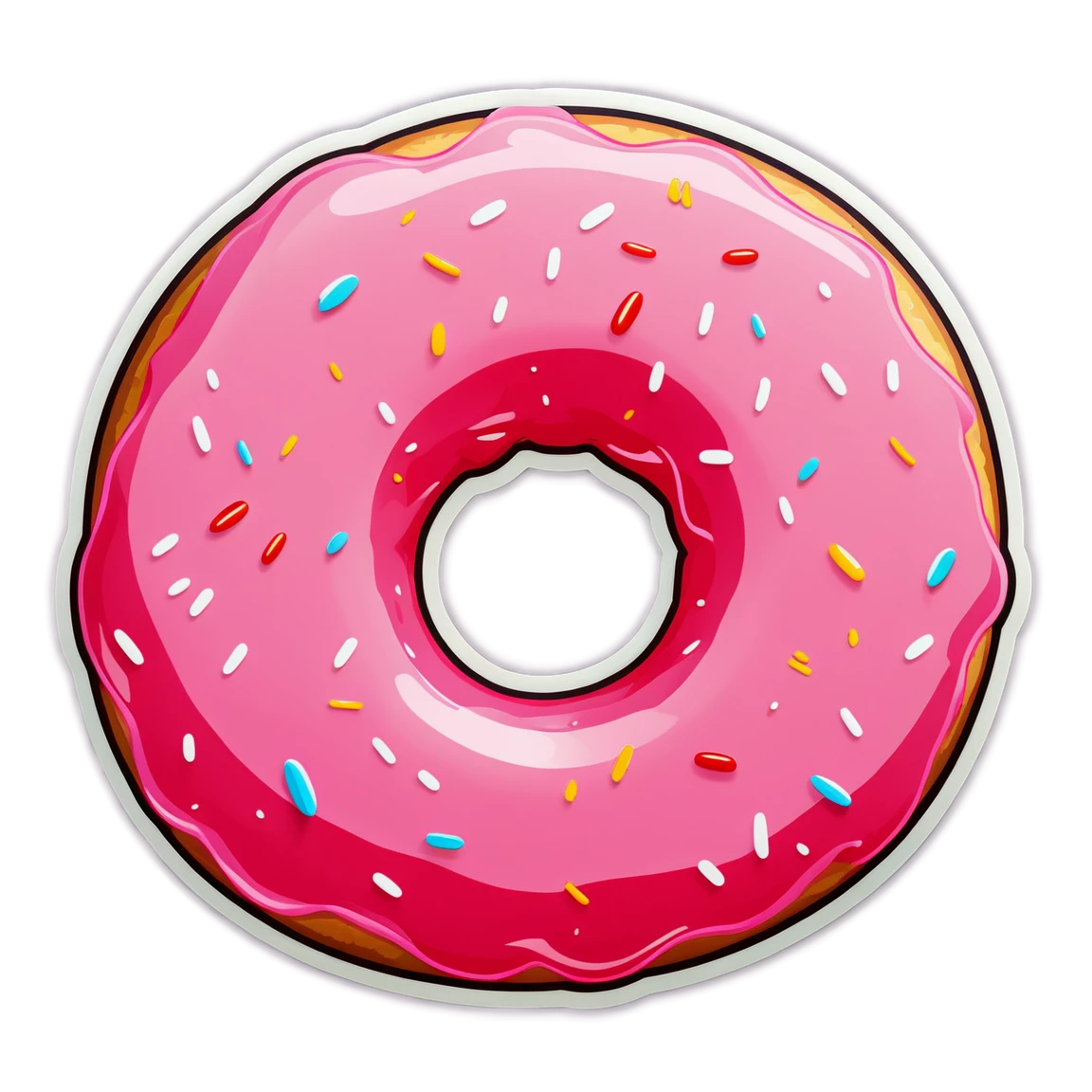 Donut sticker, strawberry frosted