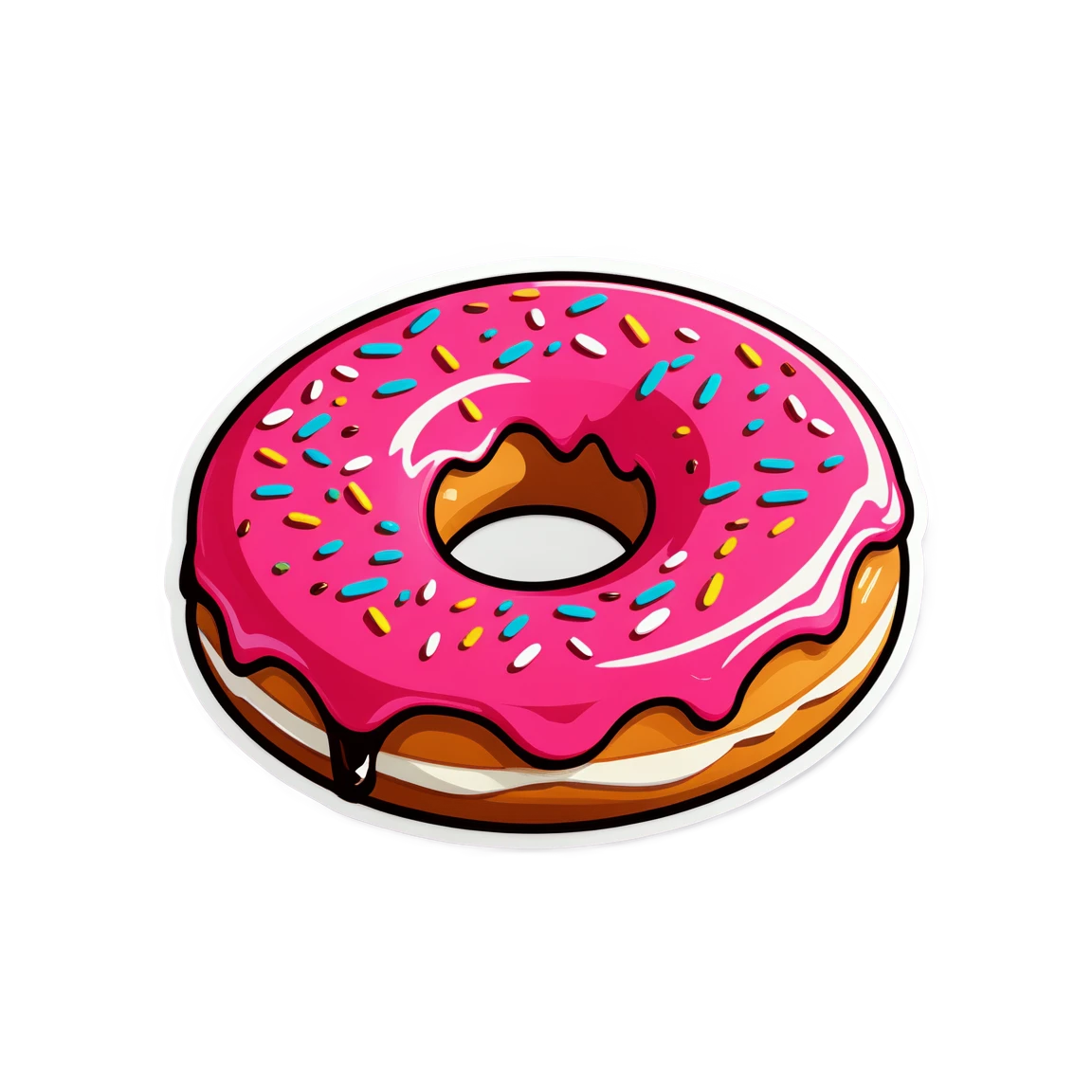 Donut sticker, with a bite taken