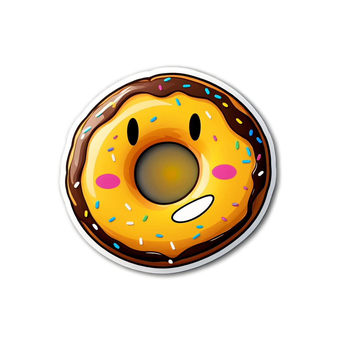 Donut sticker, donut with a smiley face