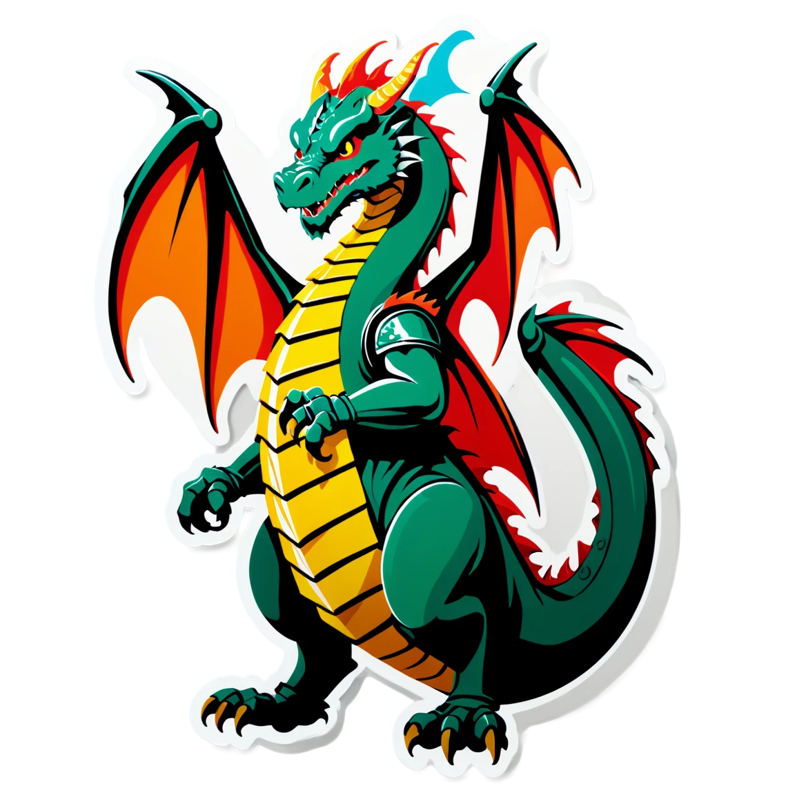 Dragon with a knight, dragon sticker