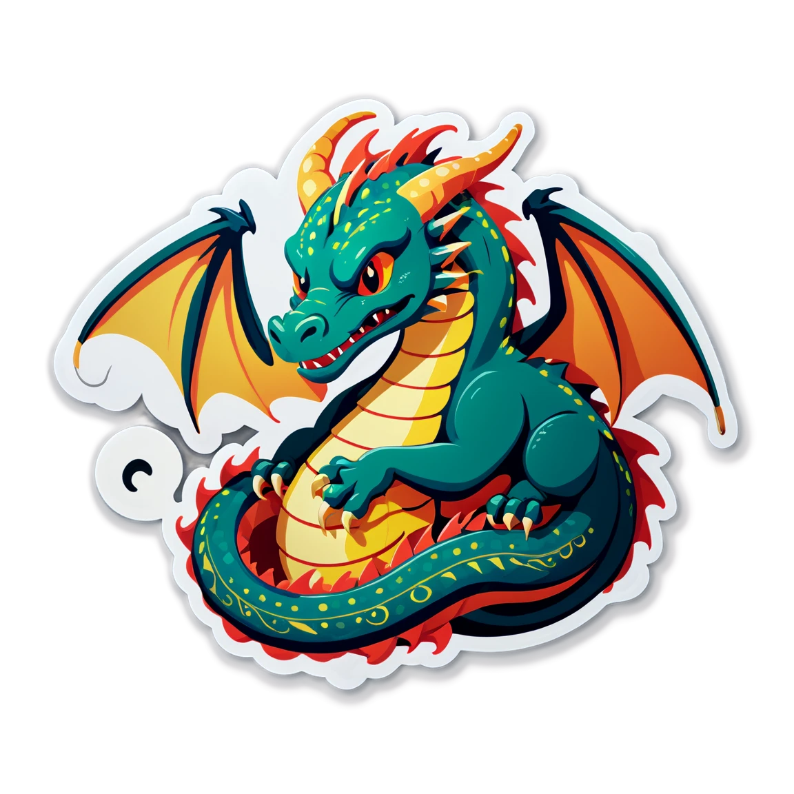 Dragon curled up, dragon sticker