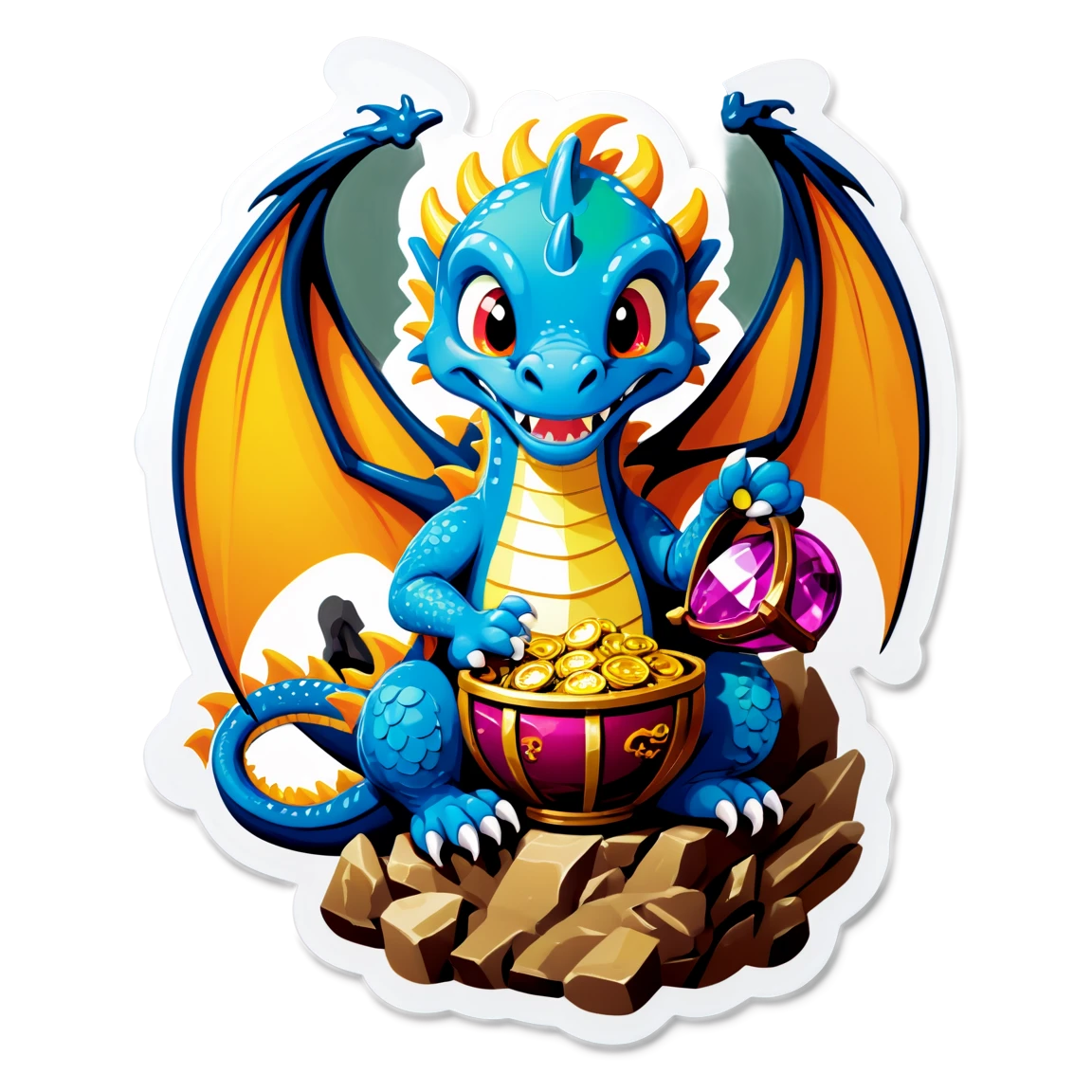 Dragon holding treasure, dragon sticker