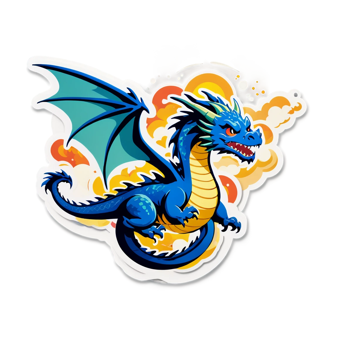 Dragon soaring in the sky, dragon sticker