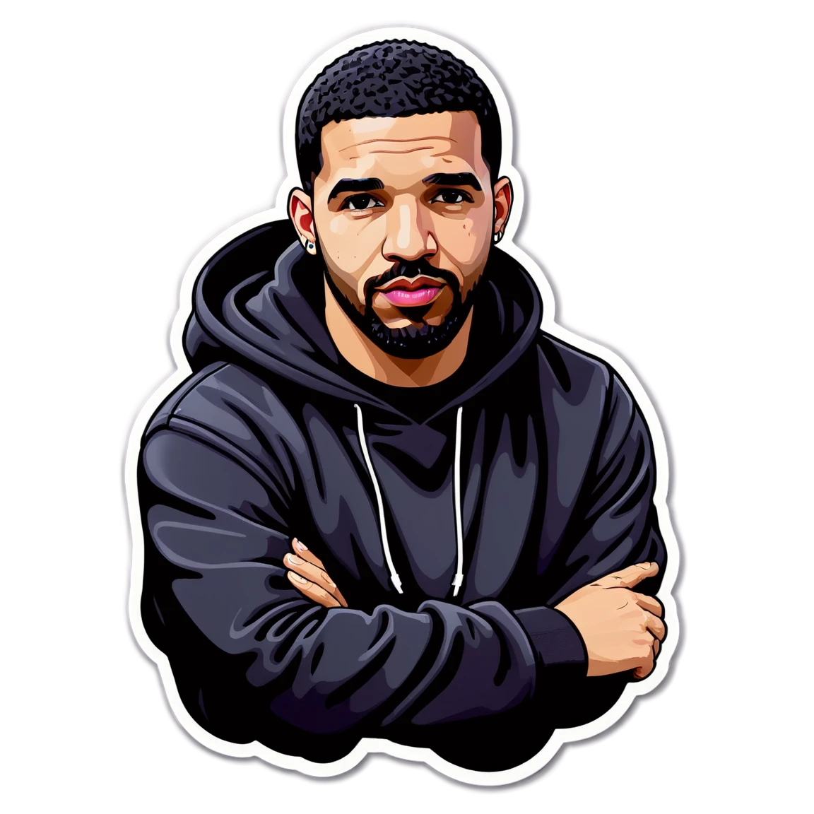 Drake with hoodie, rapper sticker, Drake sticker